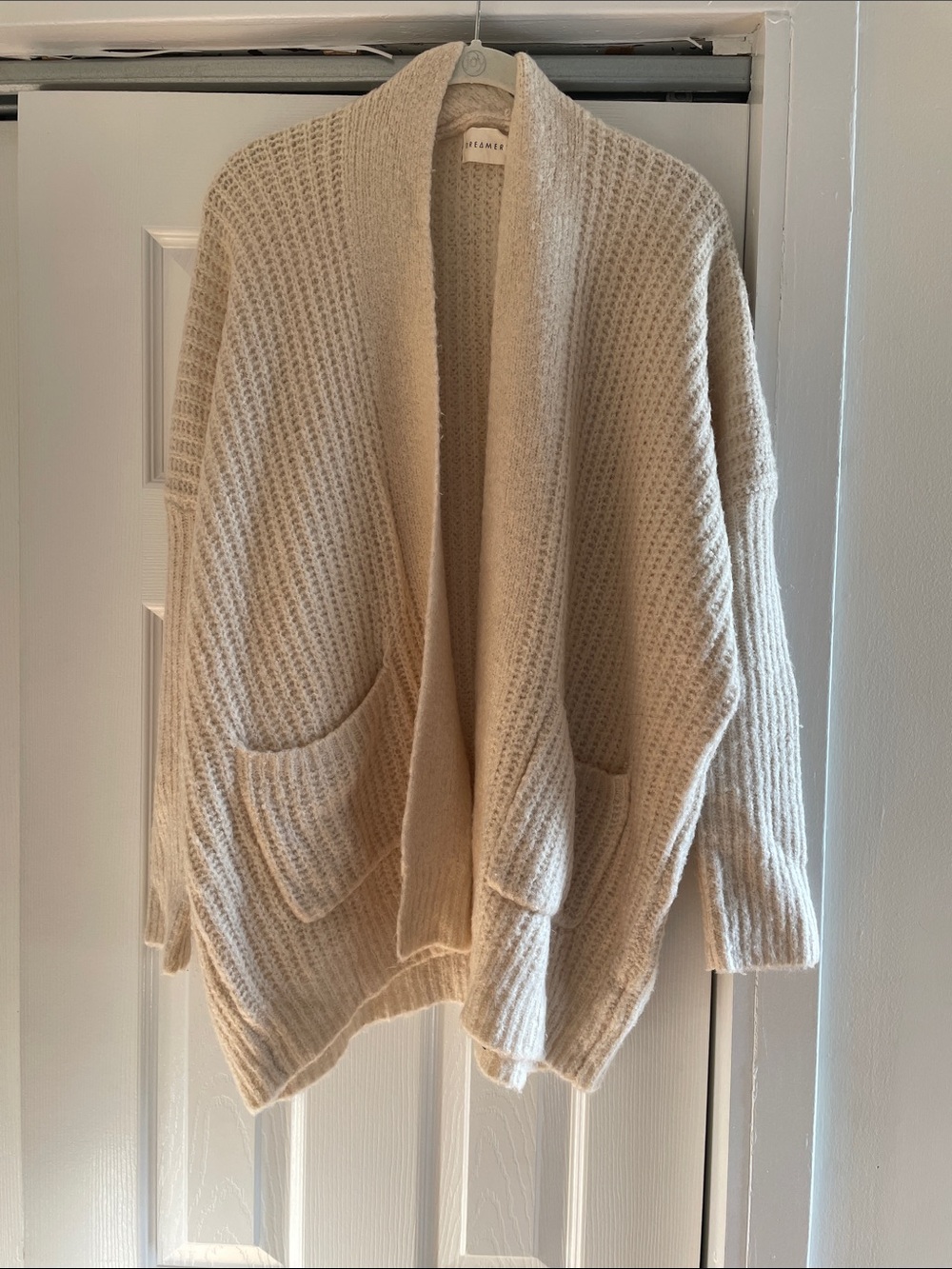 Cozy Cream Open-Front Knit Cardigan by Dreamers